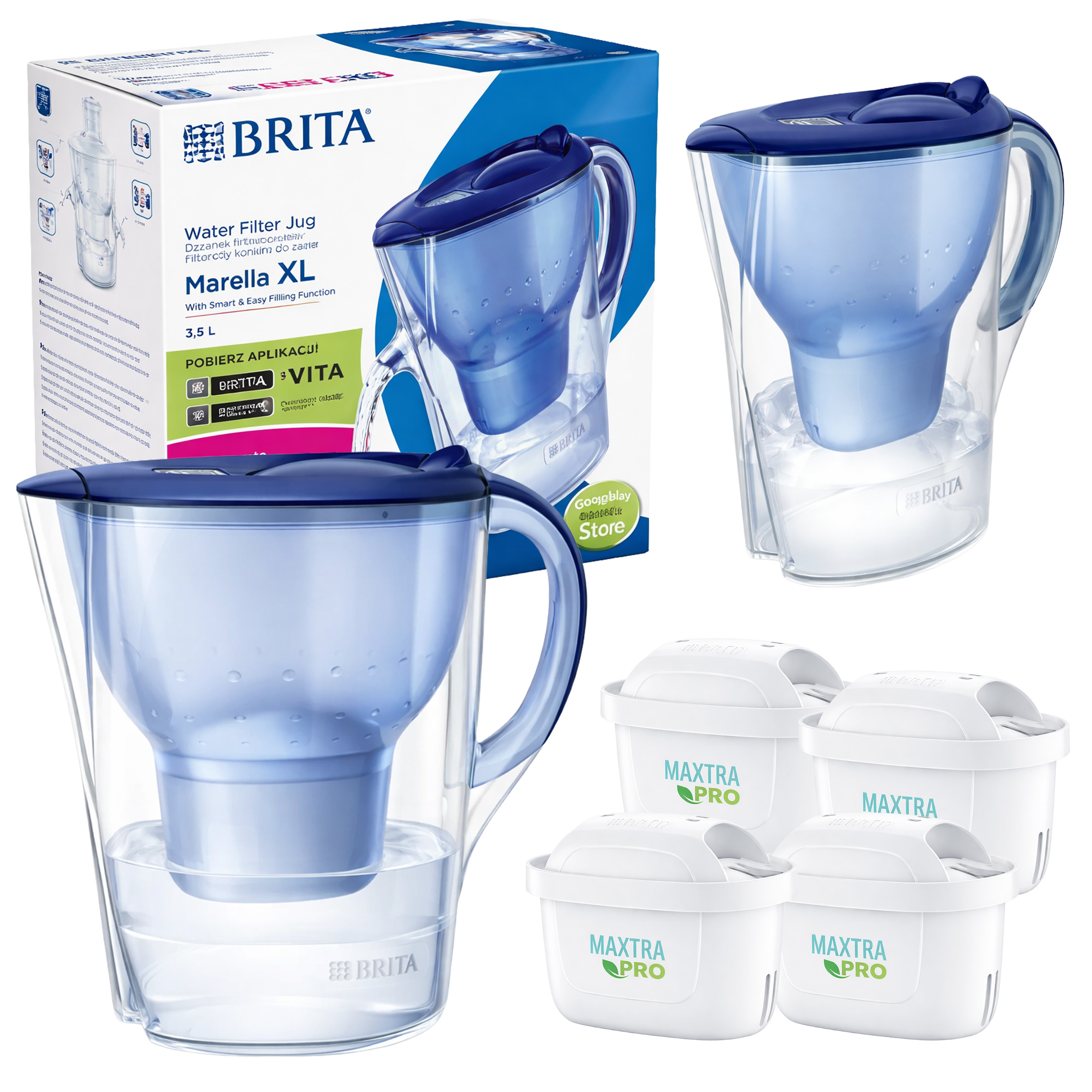 Filtrační konvice Brita na vodu Marella XL 3,5 l 4 náplně Maxtrapro