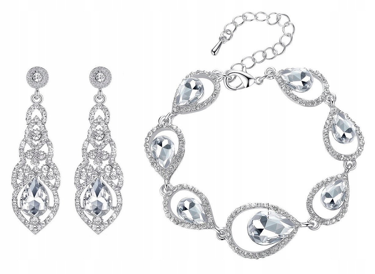 Svatební Komplet Se Zirkony, Náušnice A Náramkem, Krásné