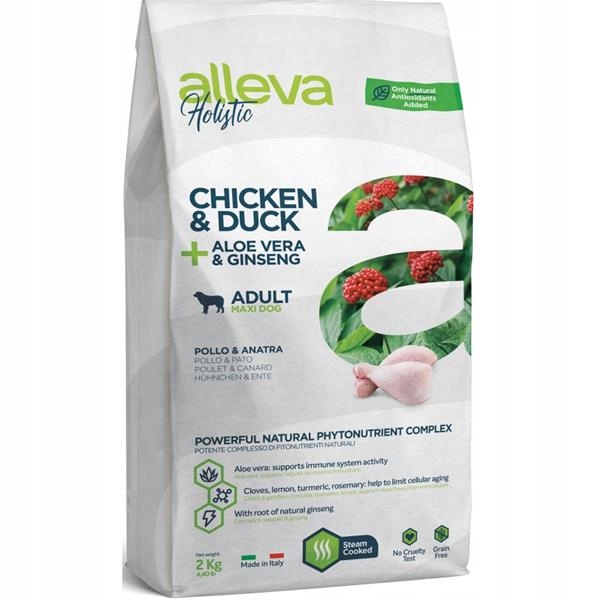 Alleva Holistic Dog Dry Adult Chicken&amp;Duck Maxi 2kg