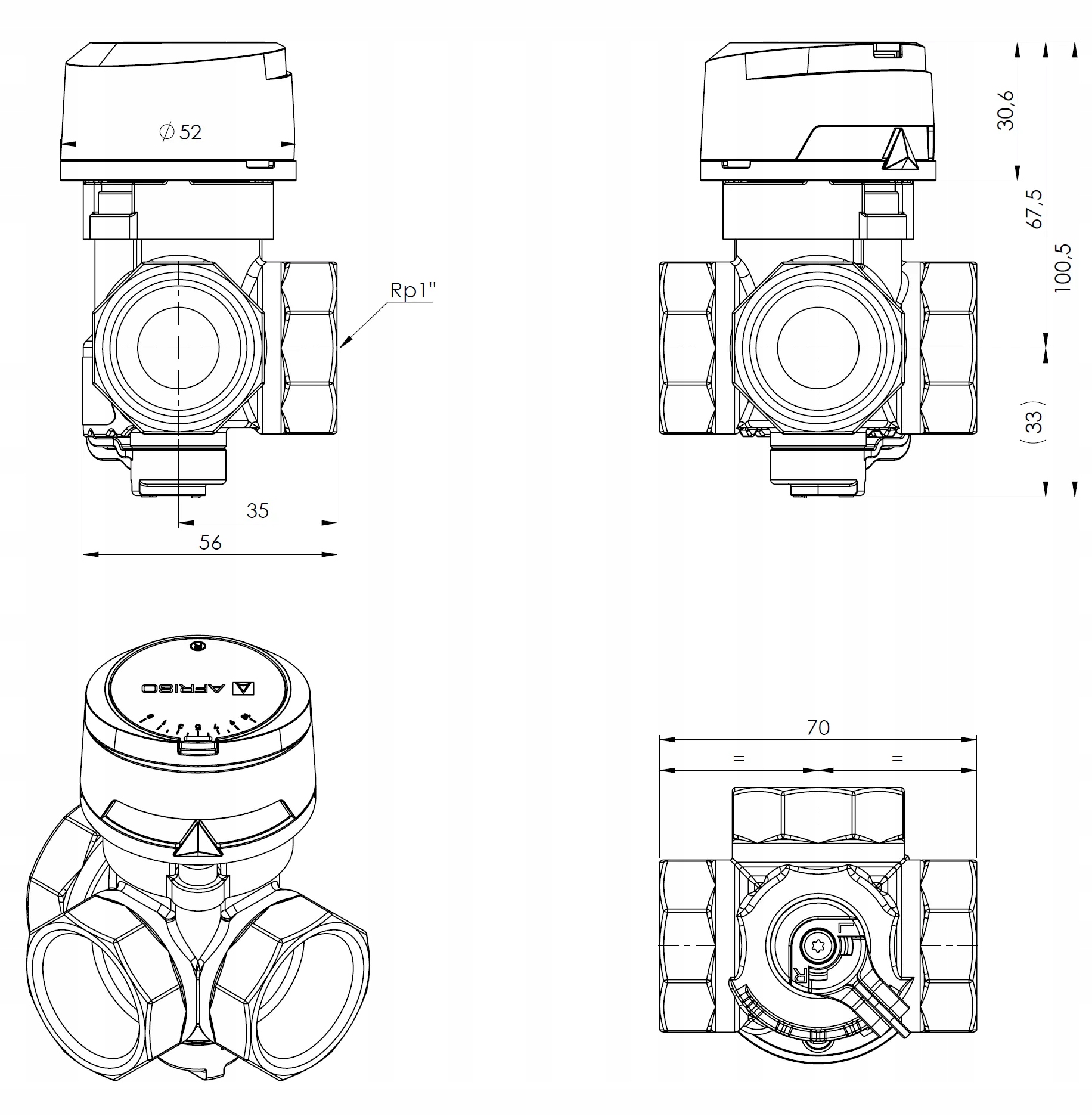 ZAWÓR MIESZAJĄCY 3-DROGOWY ARV 384 1 CAL VARIO PRO CLICK DN25 AFRISO Kod producenta 1338410