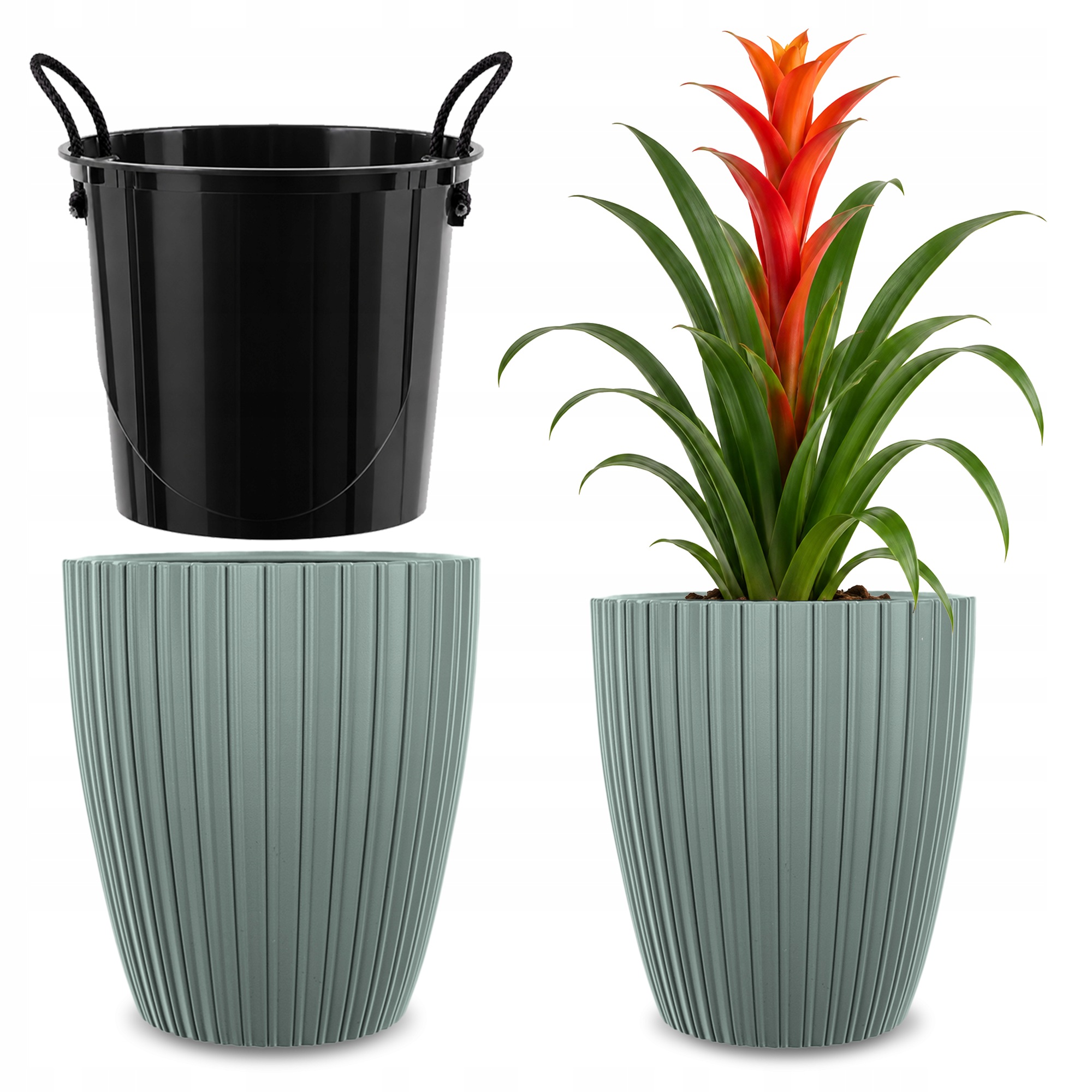 Květináč Květináč 40cm Obal Na Květináč Vložka Do Květináče Plastový Zelený
