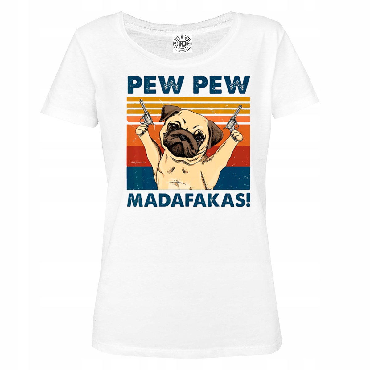 

Damska Koszulka Pies Buldog Pew Pew Madafakas