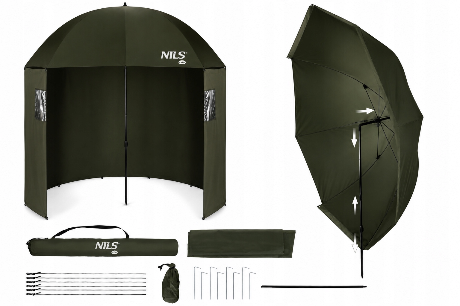 Parasol Wędkarski Z Boczną Osłoną Namiot Na Ryby Wodoodporny Nils Camp
