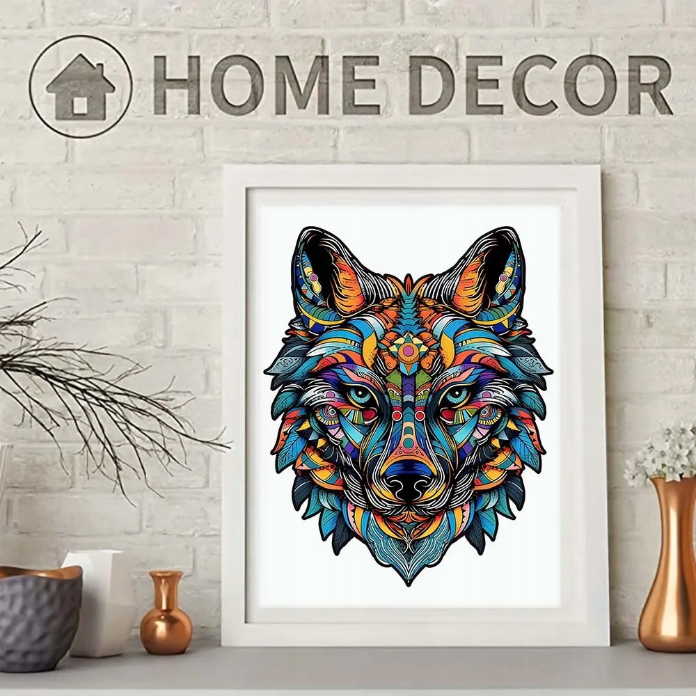 PUZZLE DREWNIANE DLA DOROSŁYCH KOLOROWY WILK L - A3 Liczba elementów 167