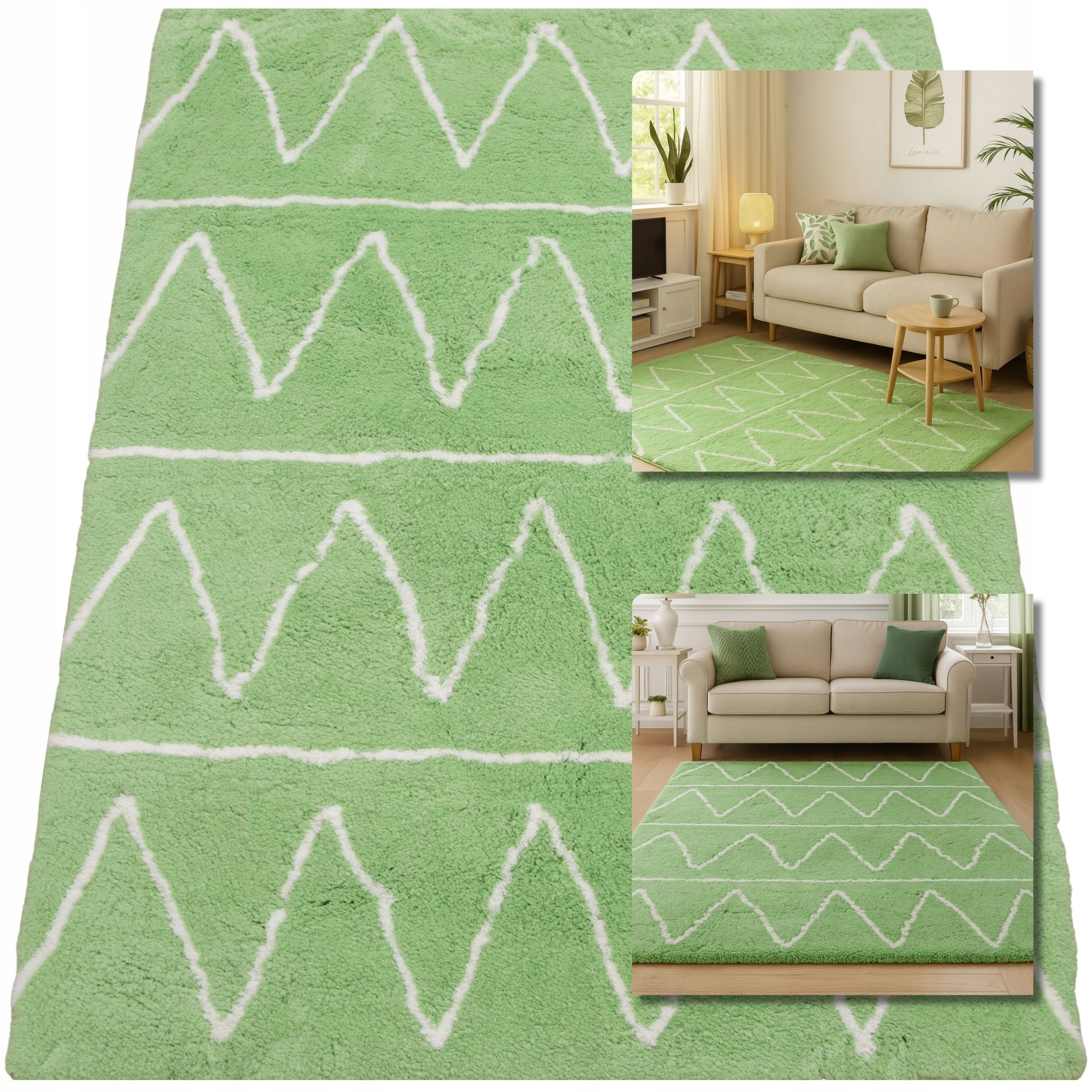 Koberec Zelený Koberec Pro Děti Velvet Shaggy Puszysty 120x170