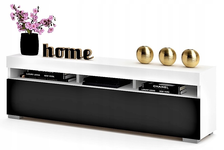 Rtv skrinka Komoda Polička Play Biela Matná Čierna 140