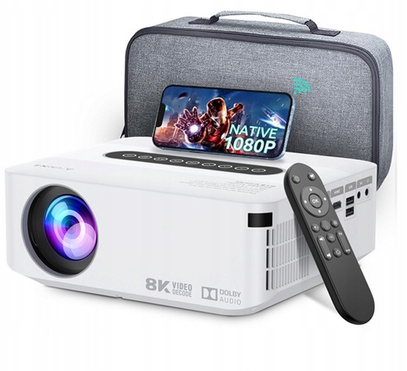 Projektor Rzutnik LED 12000lm Smart Android FullHD 4K Dolby biały