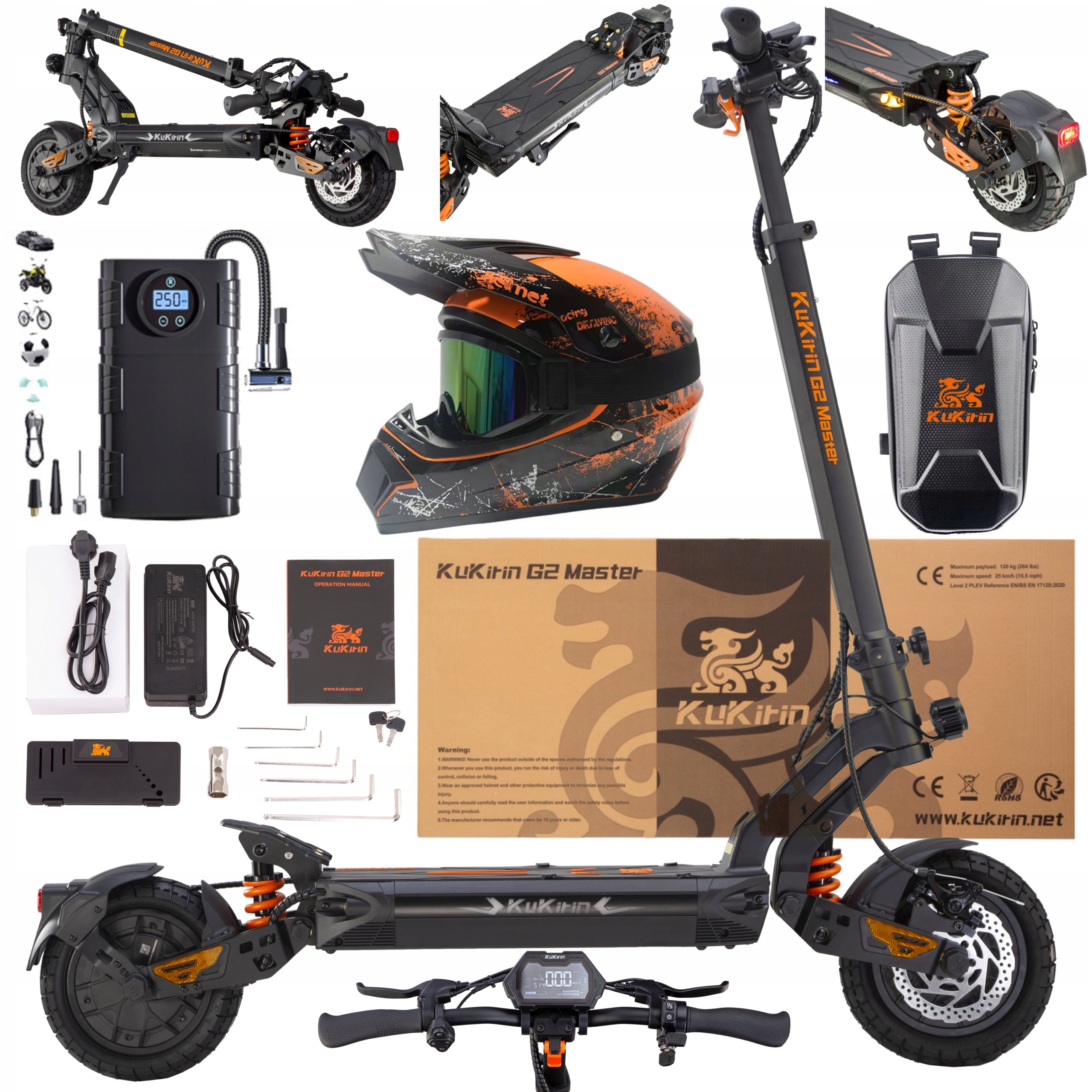 Kukirin G2 Master Elektrická Koloběžka Terénní 2400W 20.8AH Dojezd 70KM Maximální Rychlost 60km/h 10"