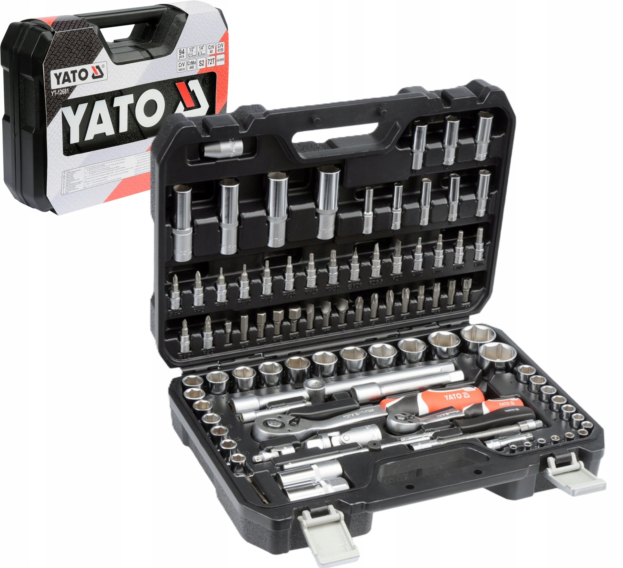 Sada Nástrojov Na Kľúče Bity 1/4" 1/2" 97ks L Yato YT-12681