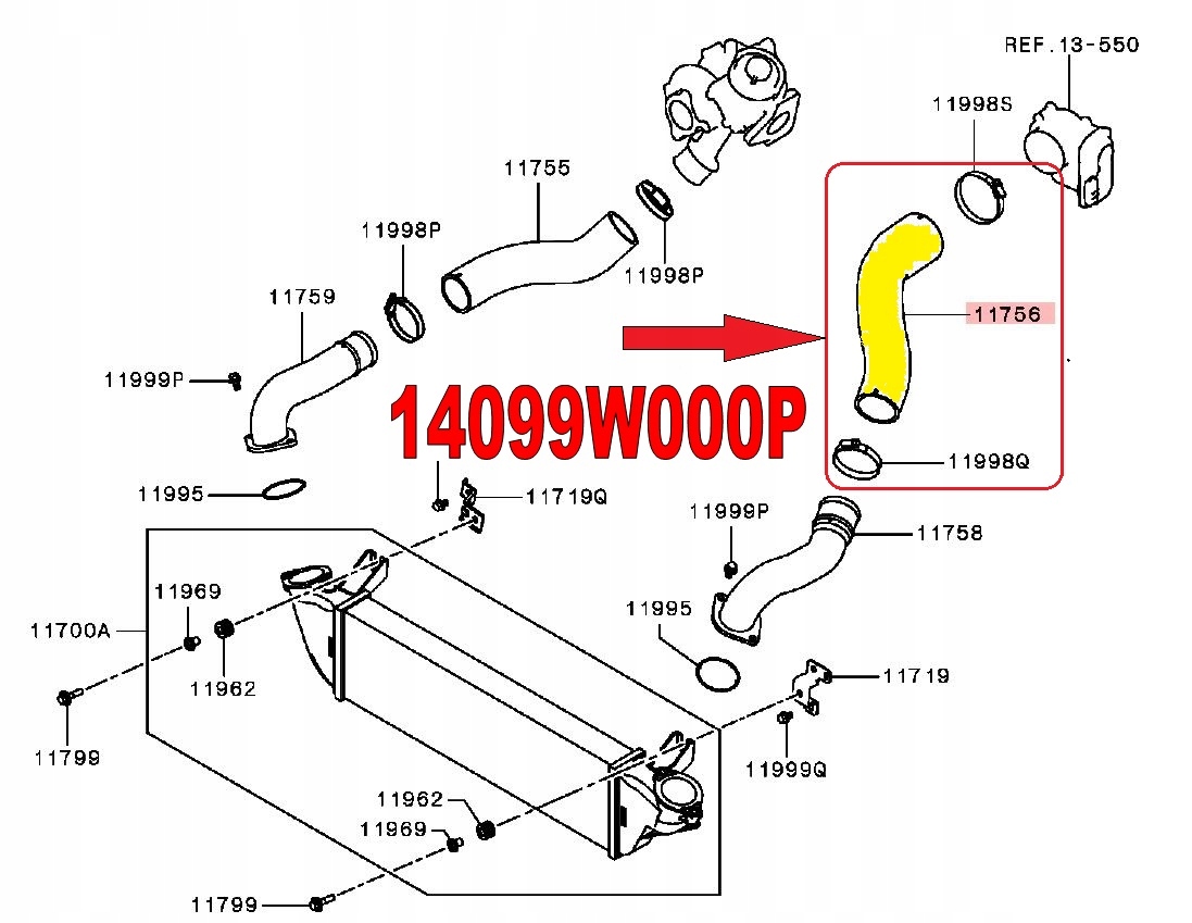 RURA WĄŻ TURBO MITSUBISHI PAJERO SPORT 14099W000P Producent części Inny