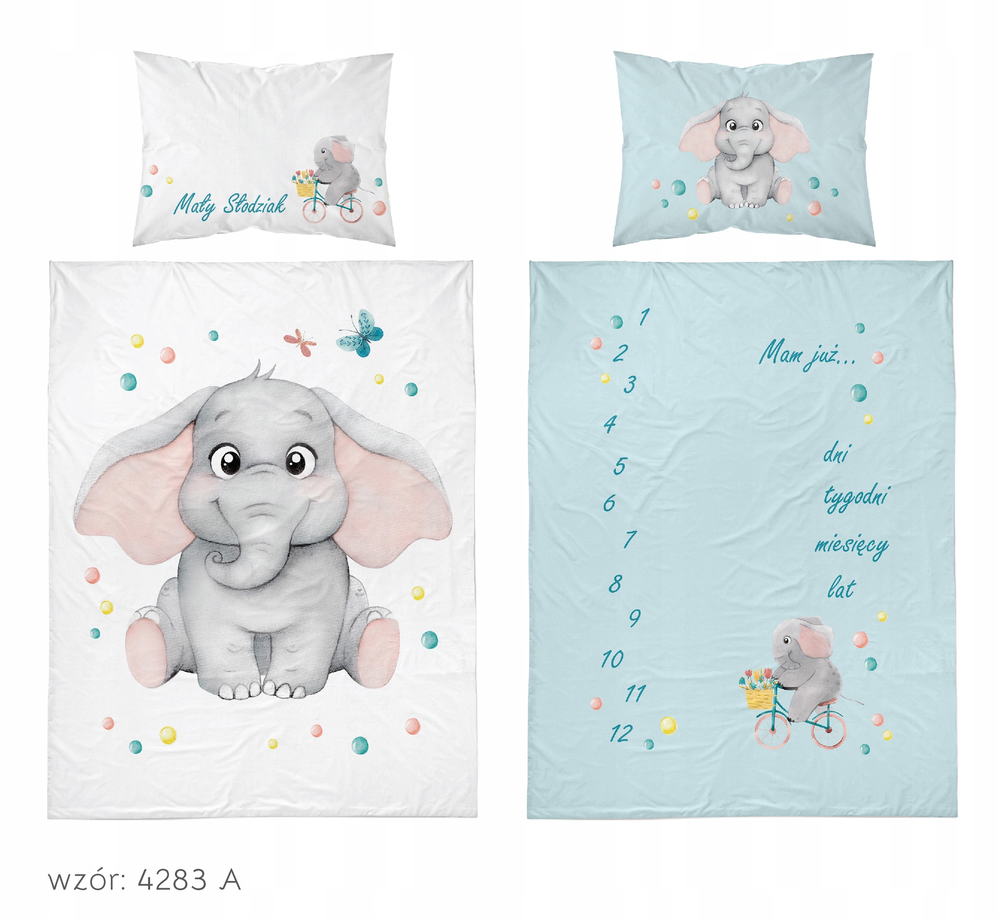 POŚCIEL DO ŁÓŻECZKA 100x135 MIŚ KOTKI SŁONIK SÓWKI JEDNOROŻEC DINOZAUR ZOO Kolor dominujący wielokolorowy