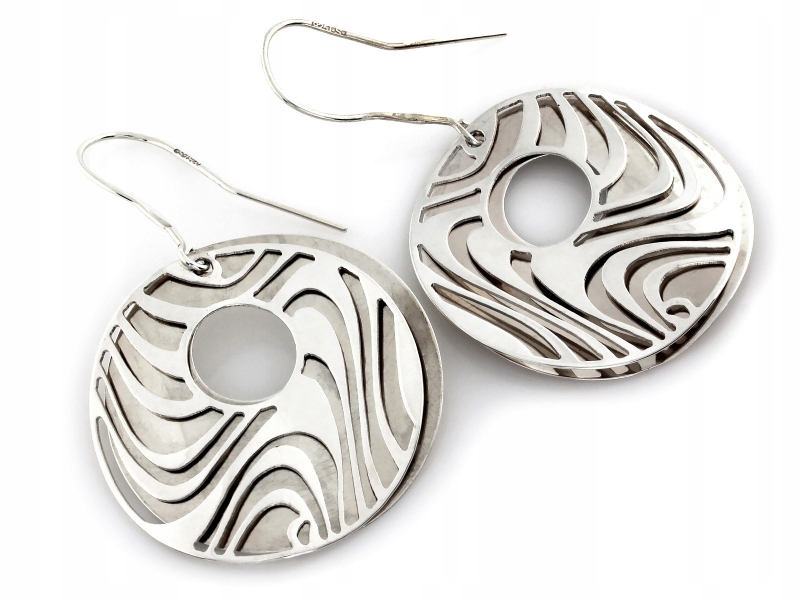 Stříbrné náušnice 925 kulaté závěsné dvojité kruhy na otevřeném kroužku 5.70 g