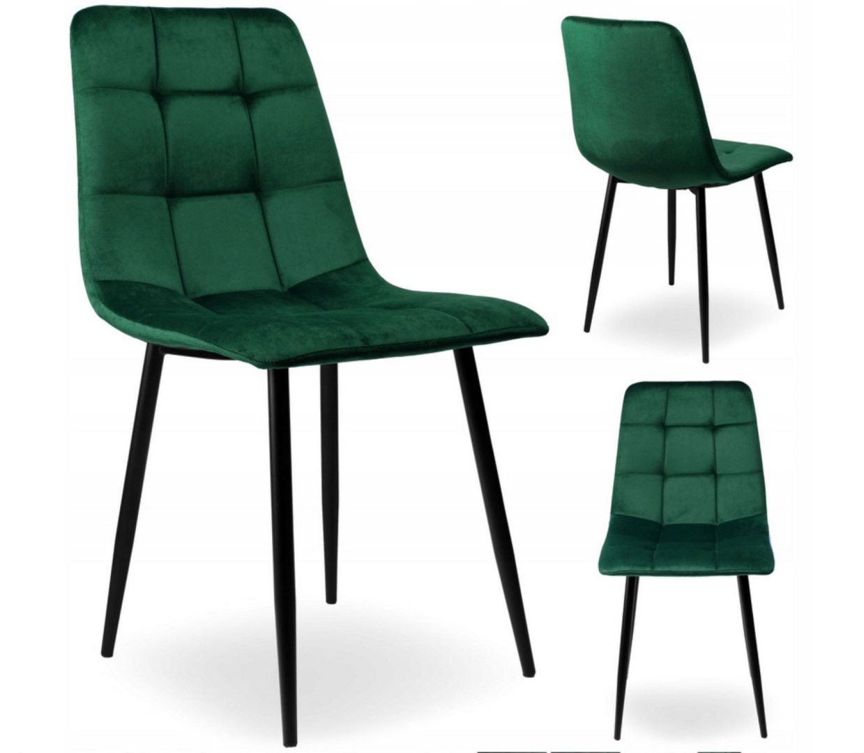 Čalouněná sametová židle do obývacího pokoje, jídelna velvet loft, lahvově zelená