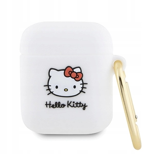 Etui Hello Kitty Silicone 3D Kitty Head na AirPods 1/2 białe