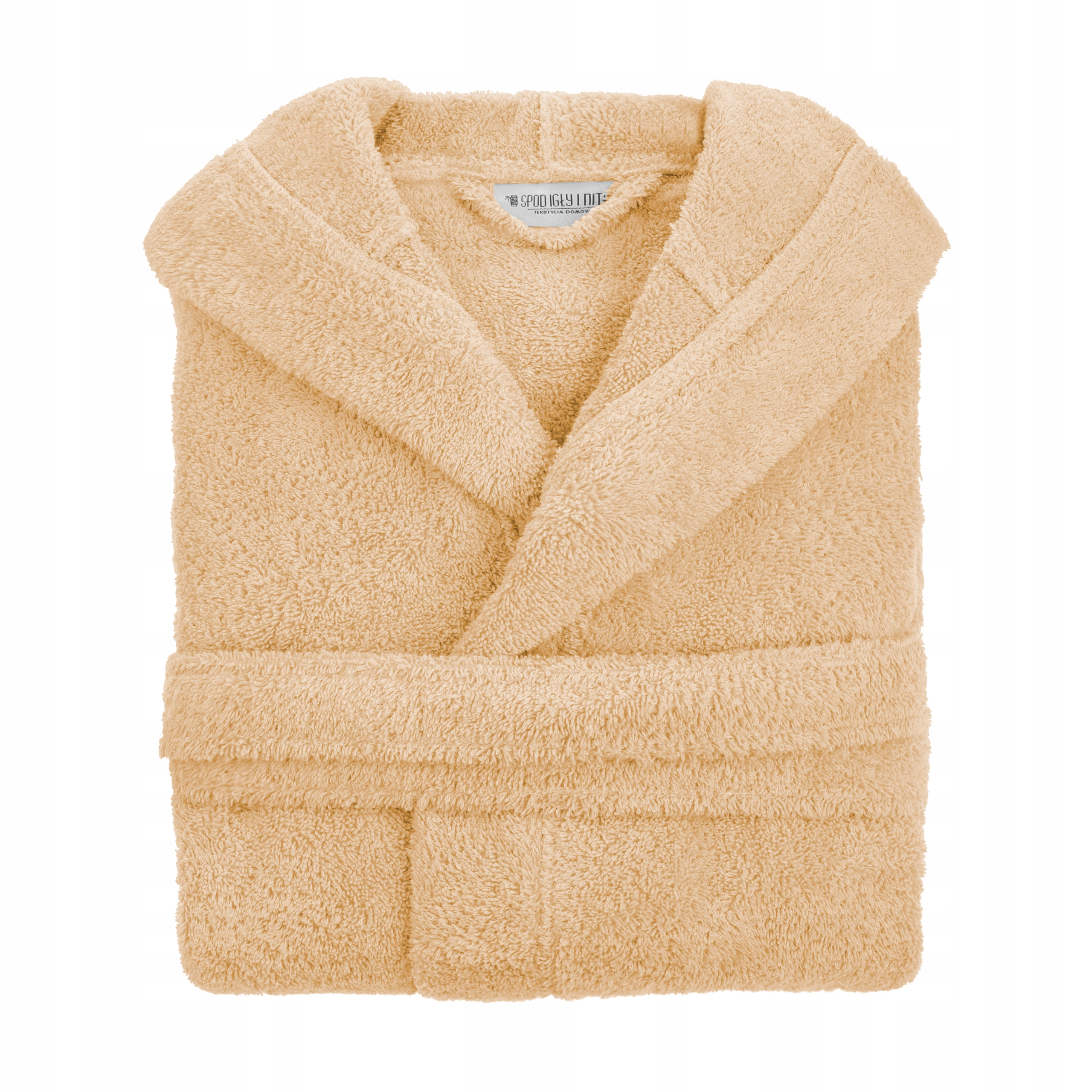 MĘSKI SZLAFROK BAWEŁNIANY Z KAPTUREM BEŻOWY XS