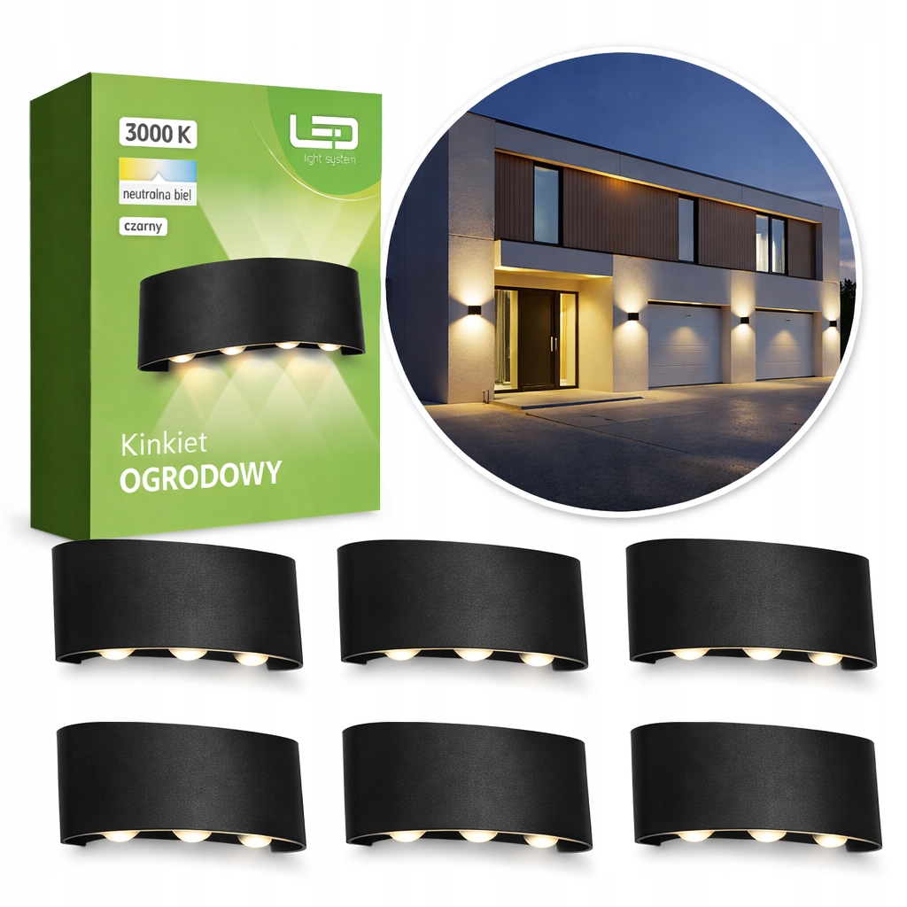 6x Fasádní nástěnné Led svítidlo Zahradní lampa Hora Dolů Hliník IP54