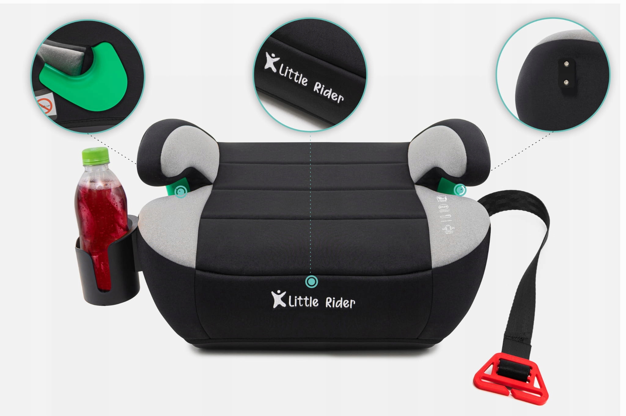 FOTELIK SAMOCHODOWY PODKŁADKA SIEDZISKO CZARNO-SZARY R129 125-150 CM Sposób montażu samochodowy pas bezpieczeństwa