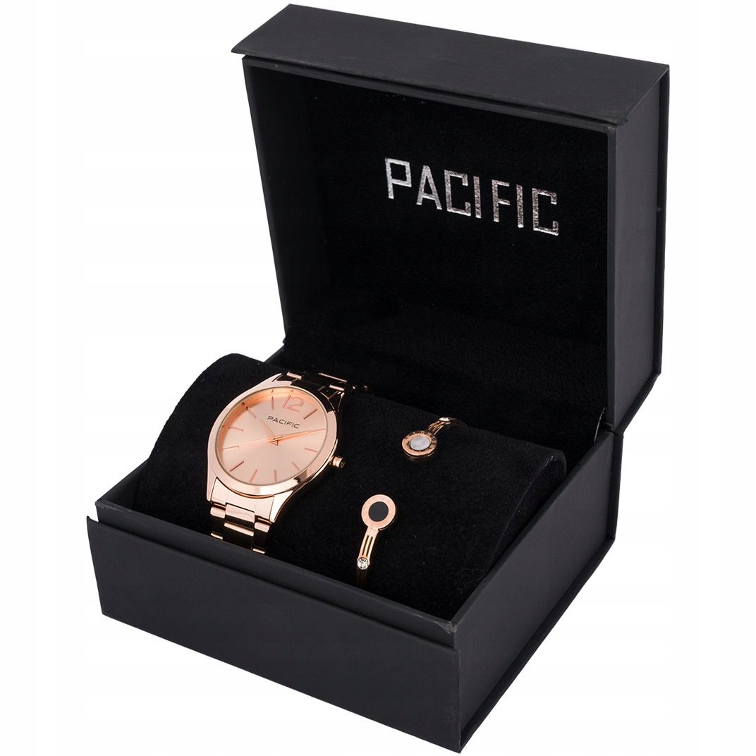 Pacific X6222-15 komplet růžovozlaté hodinky náramek elegantní sada