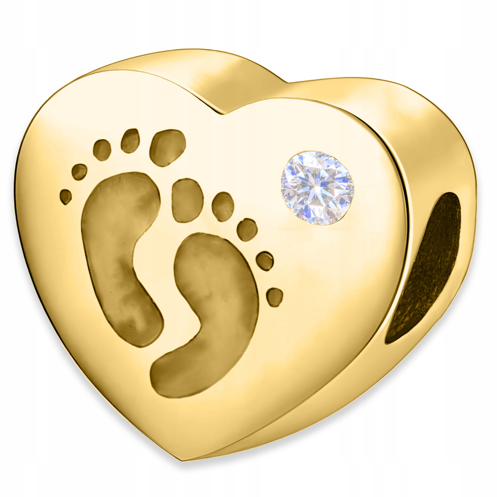 Zlatý přívěsek Srdce se Stopami Pozlacený 585 Dětské Stopy Stříbro 925