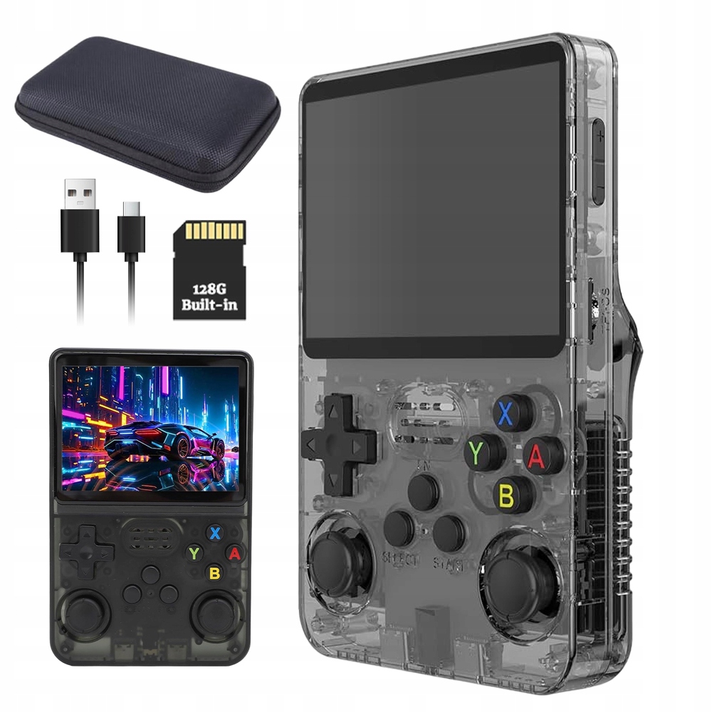 Přenosná Mobilní Mini Herní Konzole R36S Retro 21000 Hry 32G 128G Černá