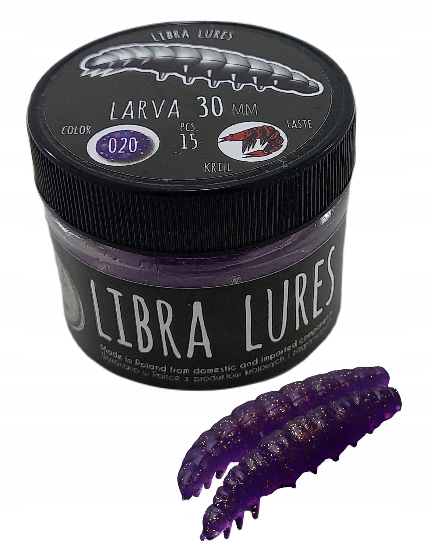 Libra Larva 020 Purple with Glitter Kryl 3cm słoik Długość (cm): 3, Smak: K