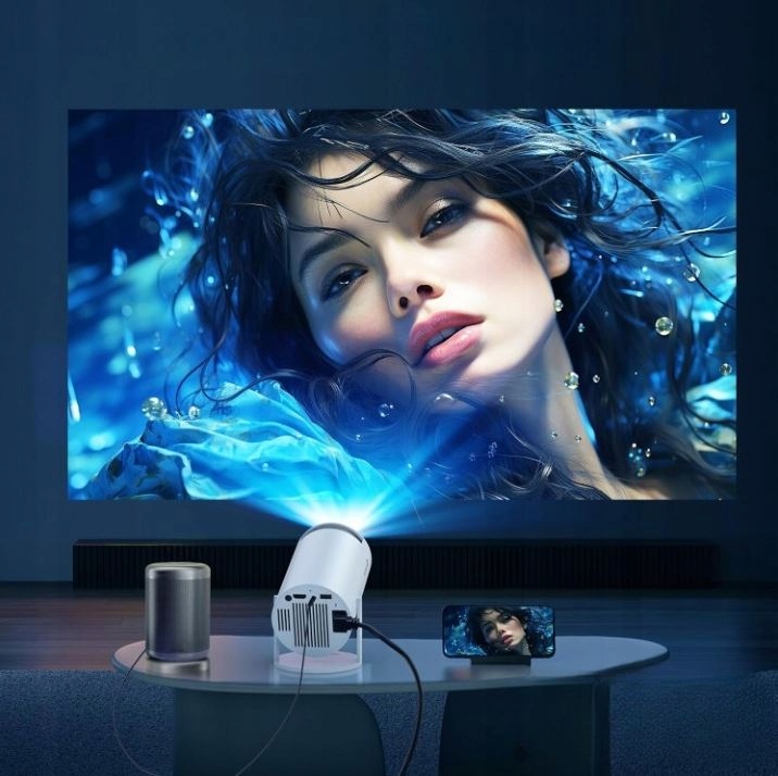 MINI PROJEKTOR SMART TV ANDROID FULL HD 130" Z GŁOŚNIKIEM BLUETOOTH WIFI Model HY300 PRO