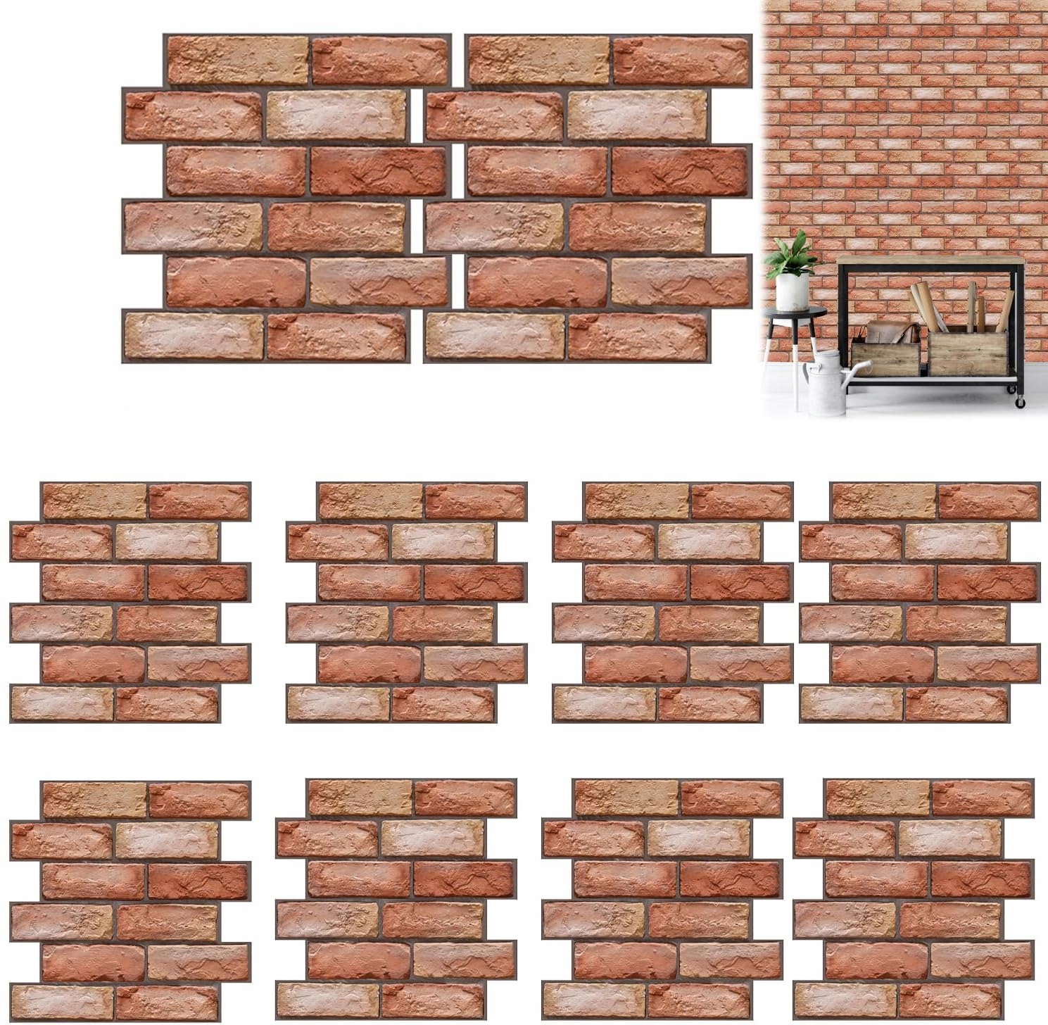 20 x Samolepící Nástěnné Panely voděodolná tapeta Nástěnný Panel 3D cihla