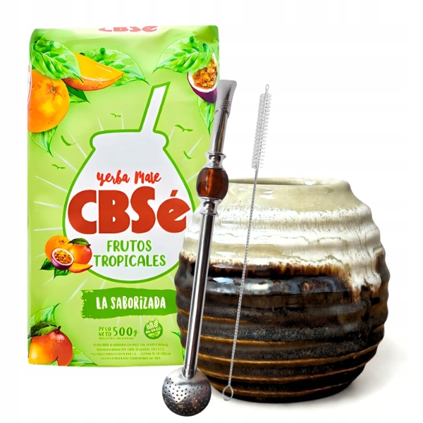 Startowy Zestaw Yerba Mate CBSe Mango, Marakuja Tykwa Bombilla