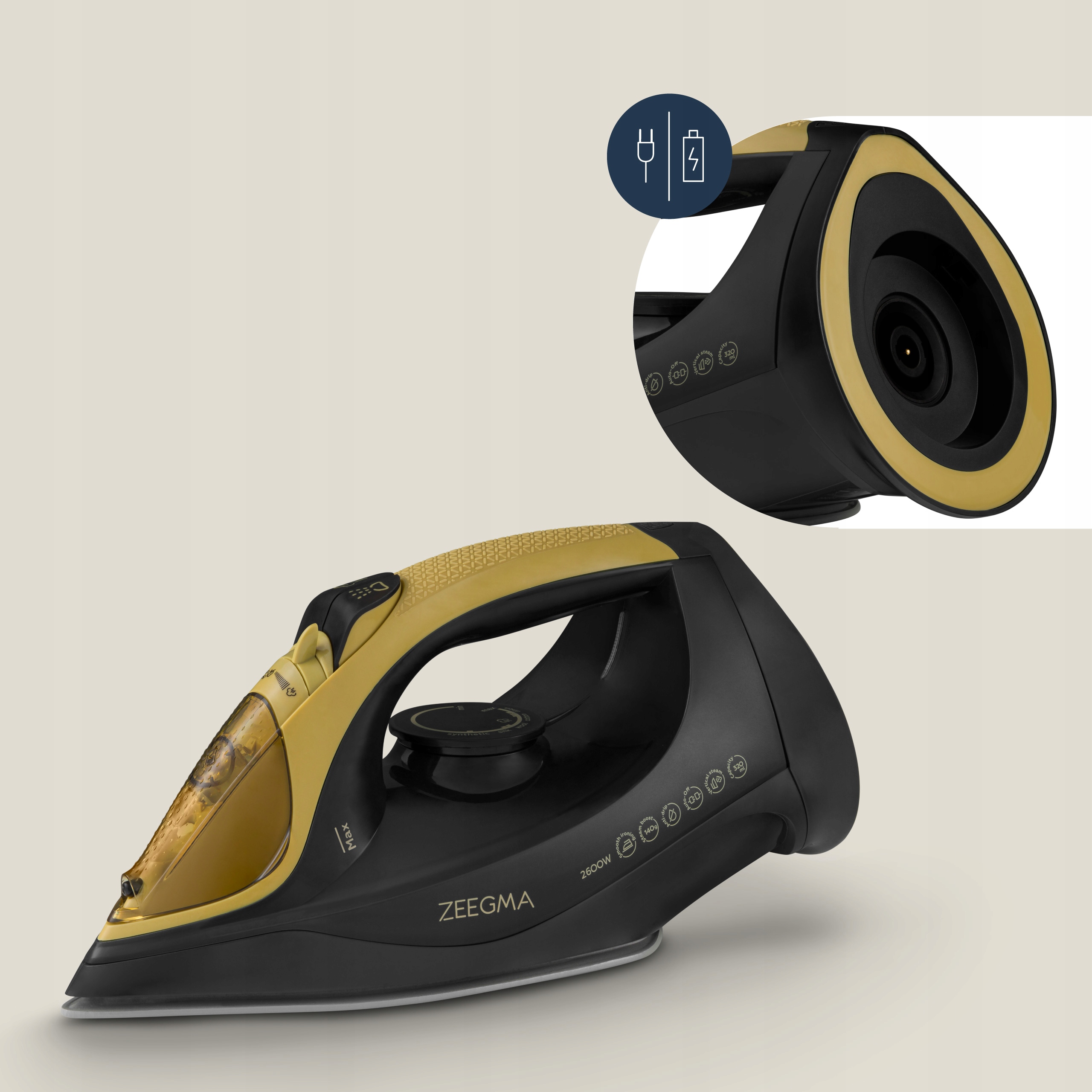 ŻELAZKO CERAMICZNE BEZPRZEWODOWE 2600W Gotowe w 3 sek Zeegma PROMOCJA Marka Zeegma