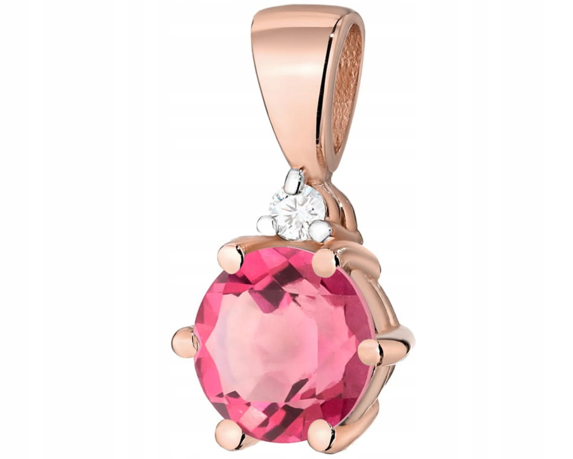 Růžové Zlato Přívěsek S Přírodním Kamenem Růžový Topaz Briliant Dárek