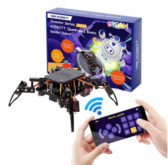 Vzdělávací sada Spider Robot Kit Diy Stem Pavouk na dálkové ovládání Acebott