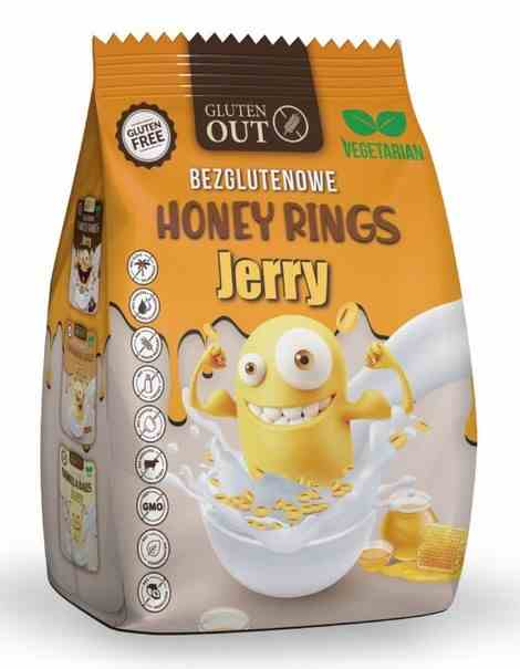 Levně 3X Jerry Snídaňové cereálie s medem Kolečka Bezlepkové 375g Honey Rings