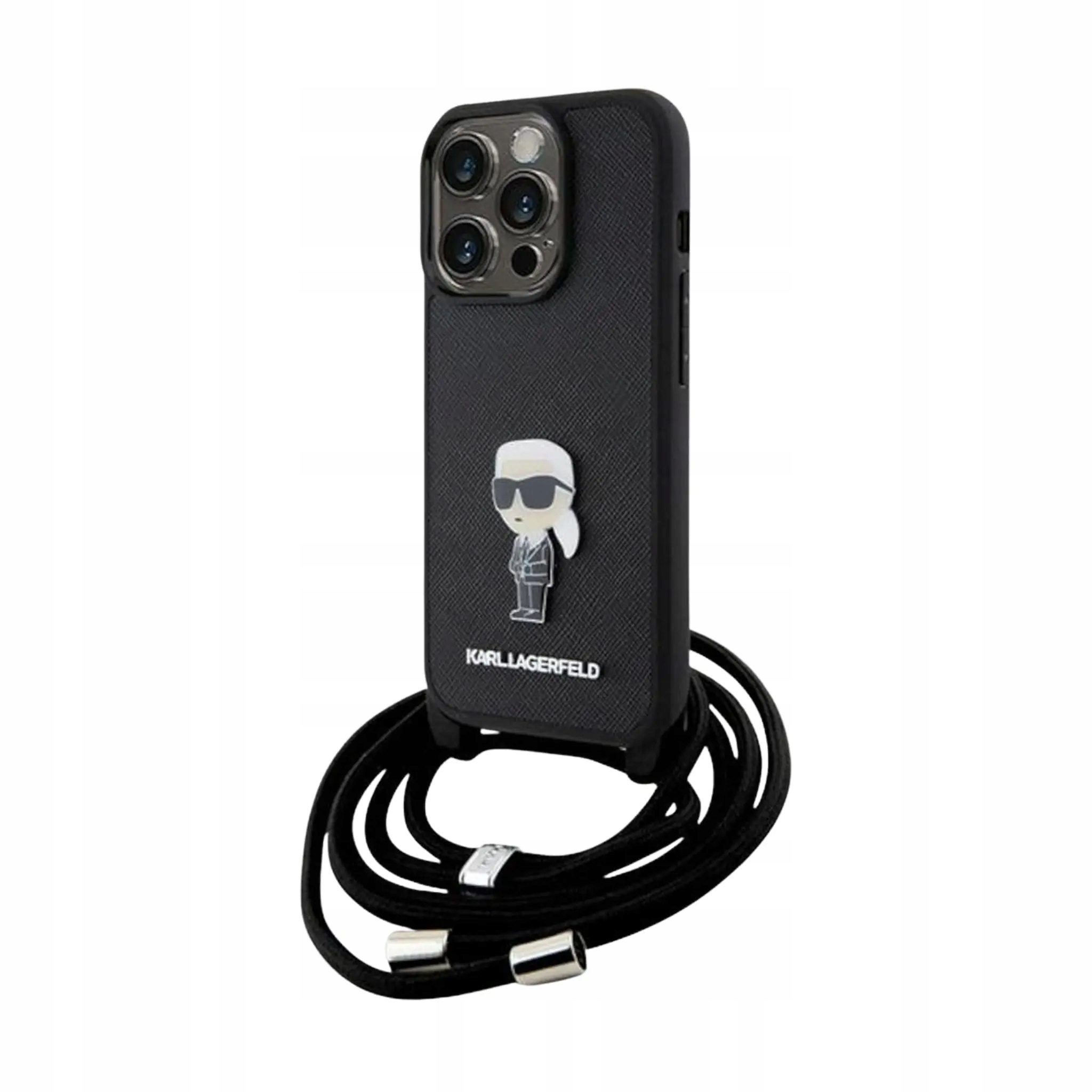 Etui Karl Lagerfeld Tpu Saffiano Ikonik Metal Pin, czarne iPhone 15 Pro
