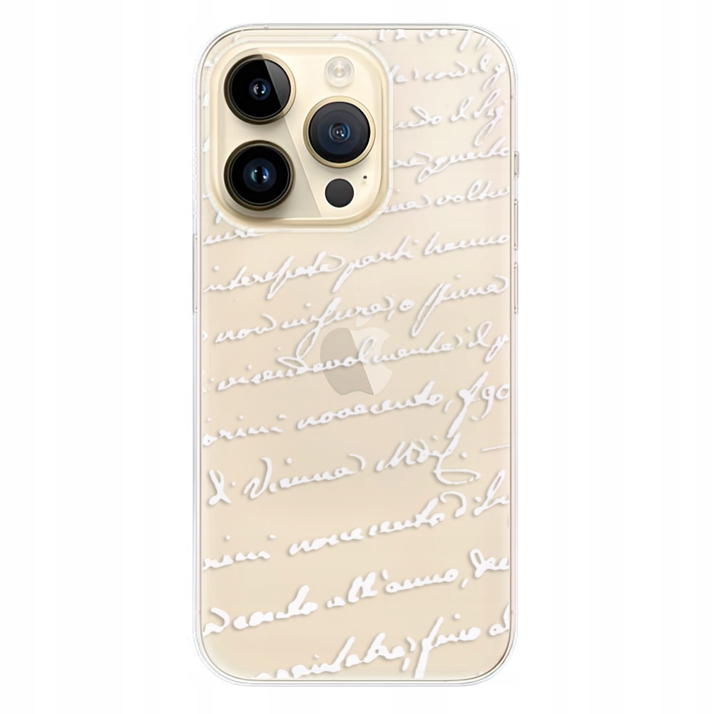 Silikonowe etui iSaprio Handwriting 01 white do iPhone 14 Pro