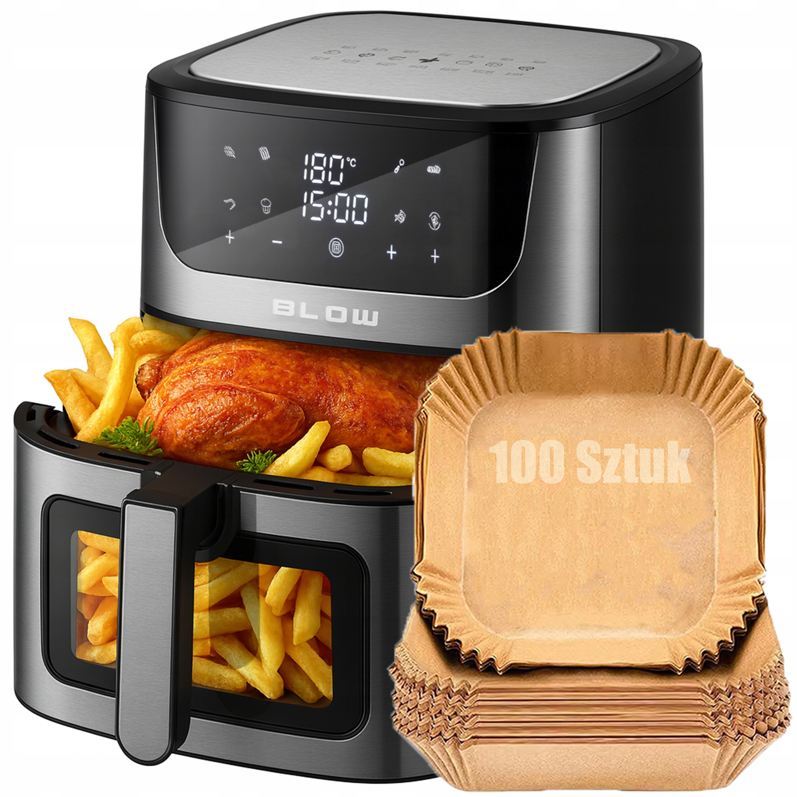 Air Fryer Beztuková Fritéza 8 L 2500 W Papier Na Pečenie Náplň X100