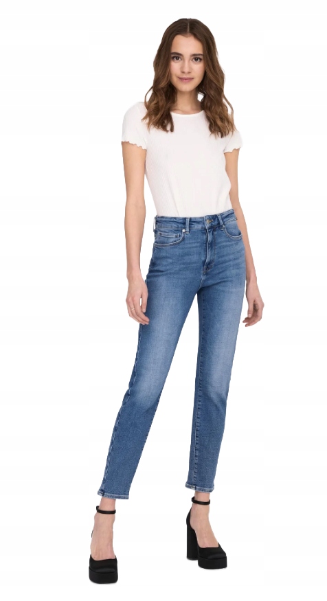 Only Džíny Úzké Nohavice Středního Stavu Modré S Oděrem 32/30 6BA