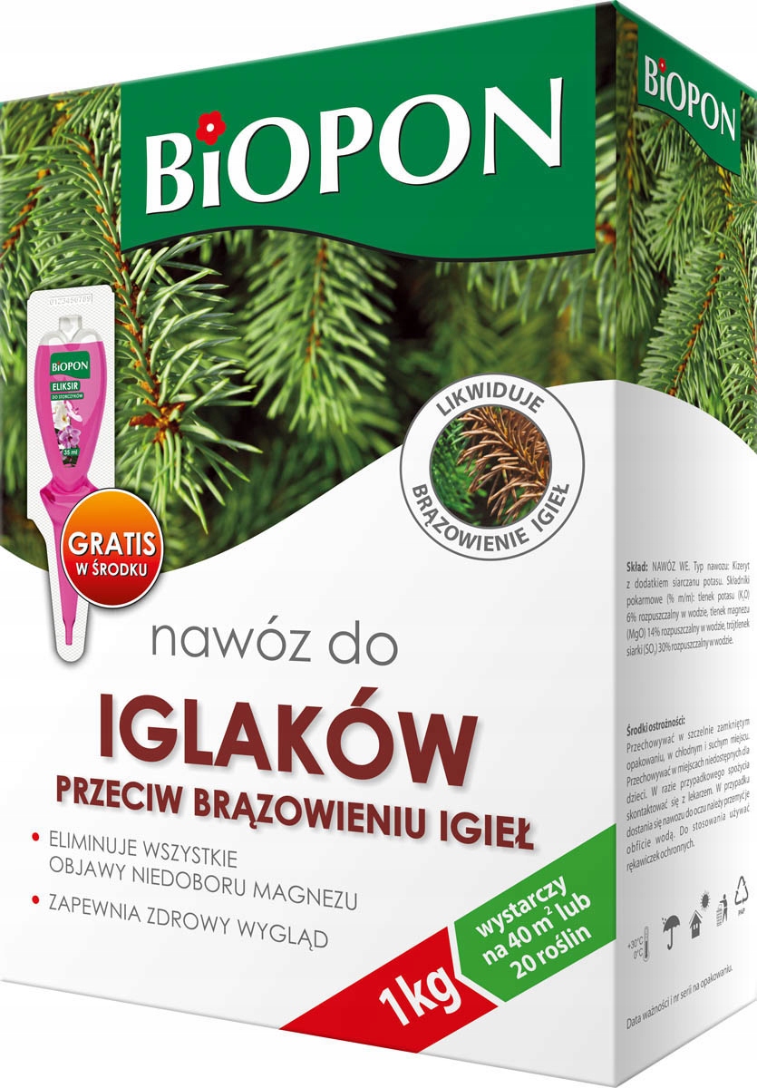 

Nawóz Do Iglaków Przeciw Brązowieniu Igieł 1kg Bio