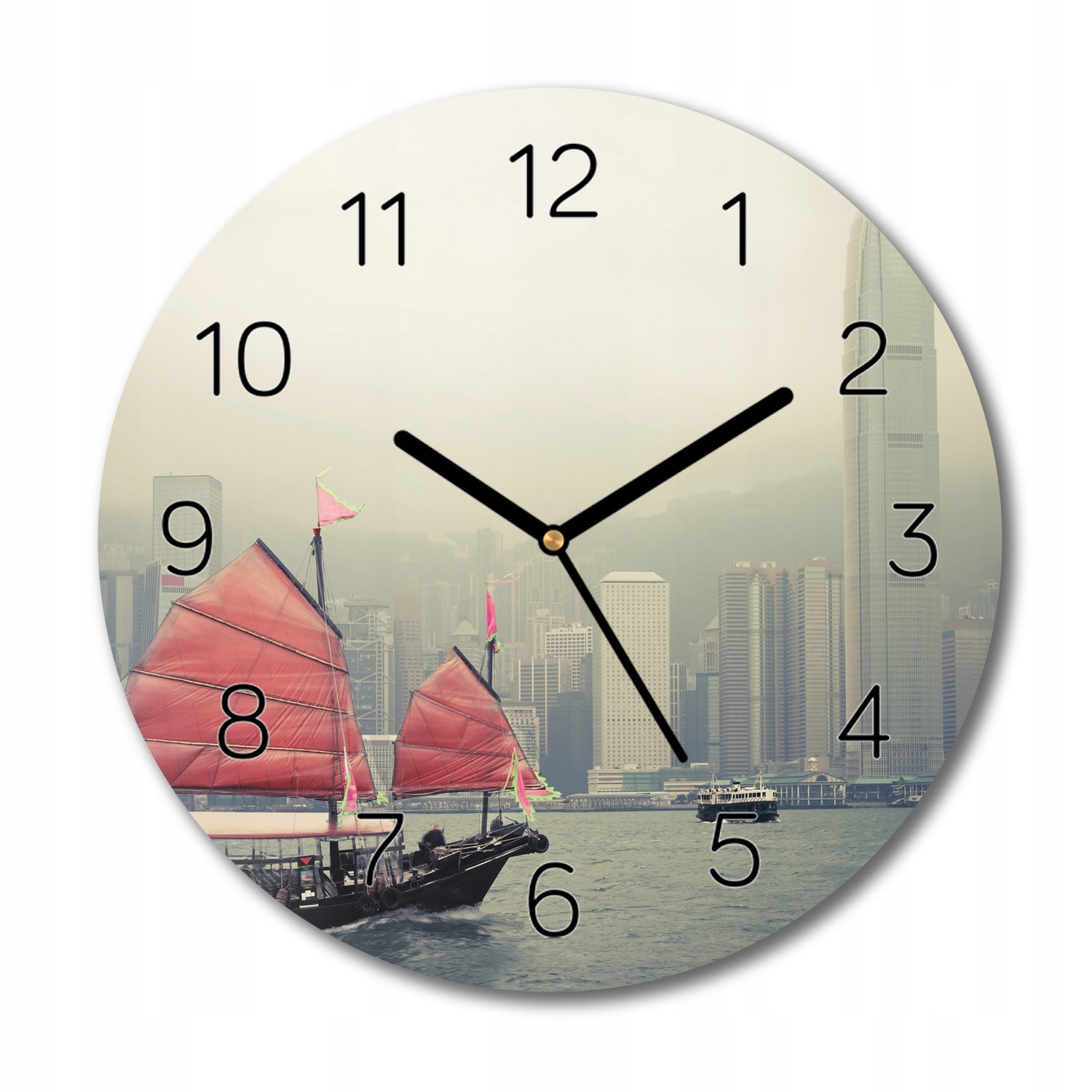 hodiny na skle Loď Hongkong moderní fi 30