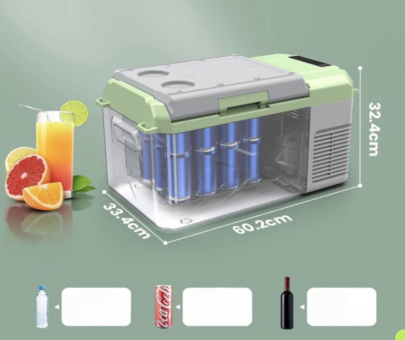 Przenośna lodówka z trybami MAX i ECO 17L AAOBOSI szara 60x33,4x32,4 cm Zasilanie gniazdo zapalniczki samochodowej sieciowe