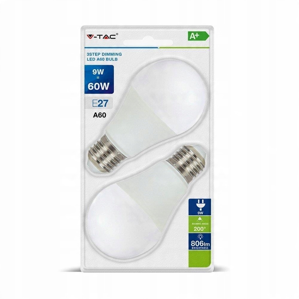 

Żarówka Led V-tac 9W E27 A60 3xKlik Ściemnialna