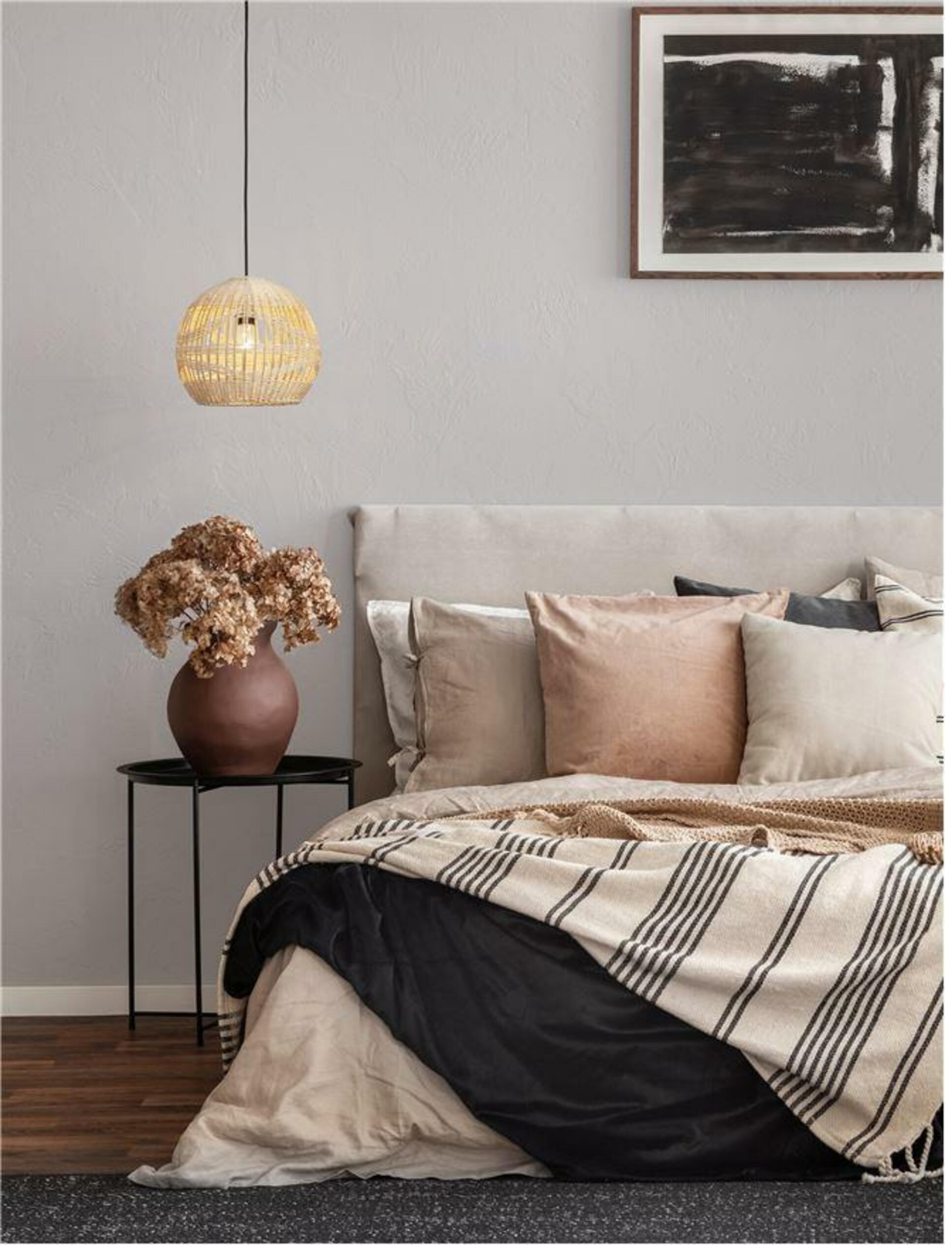 Nova Luce závěsné svítidlo Marlo přírodní ratan černý kabel E27 1x12W 230V
