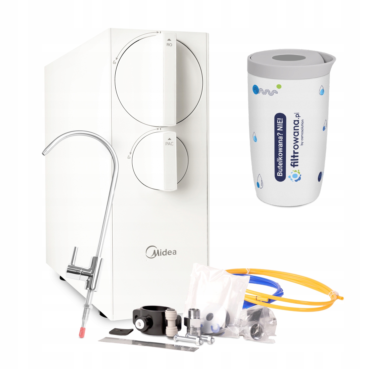 Midea 800 Gpd Biały System odwróconej osmozy Filtr do Wody Bezzbiornikowy