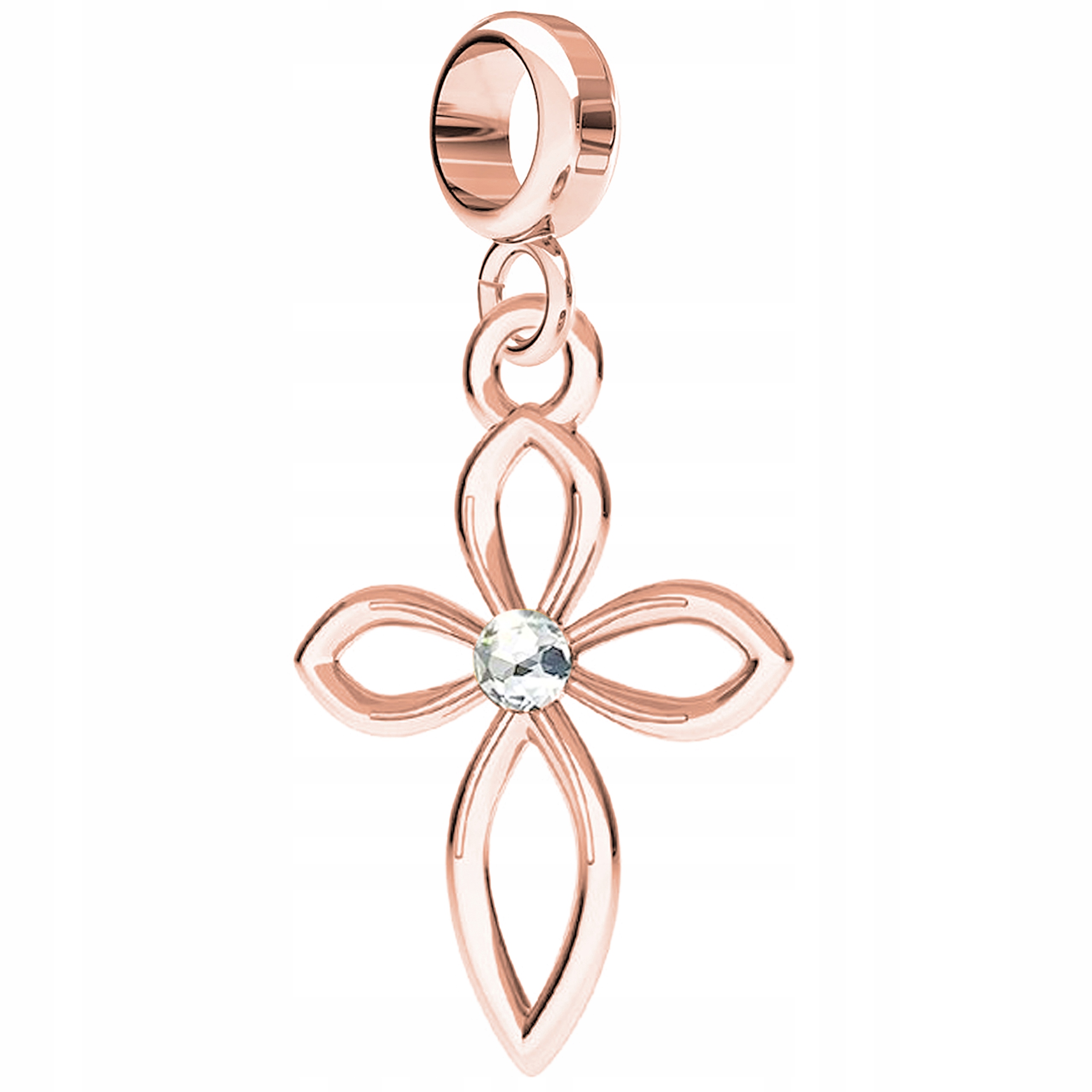 Charms Pozlacený s křížkem Křížem Zirkon Křížek Stříbro 925