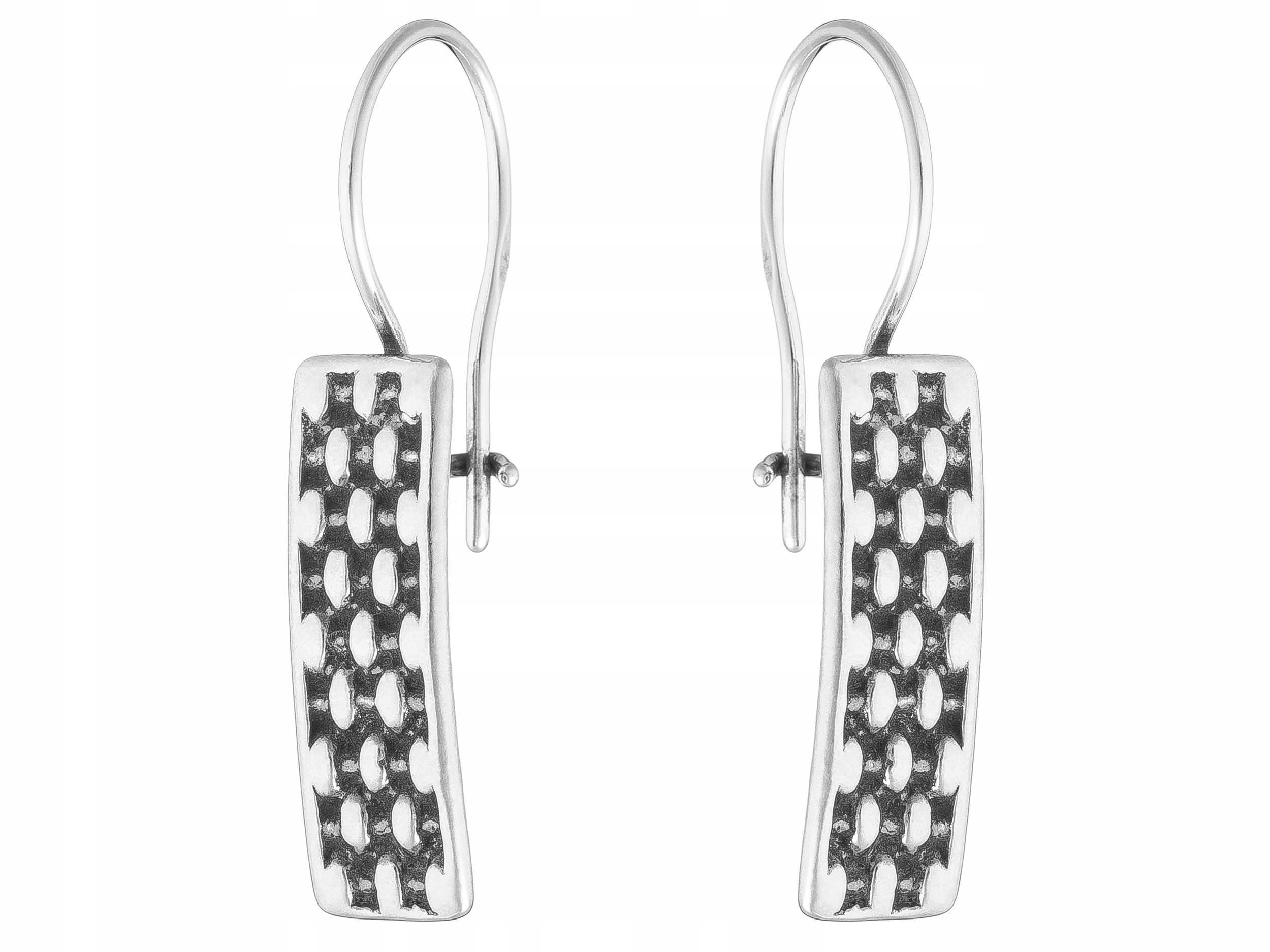 Stříbrné Náušnice Závěsné Oxidované Obdélníky Pletené Bigiel Stříbro