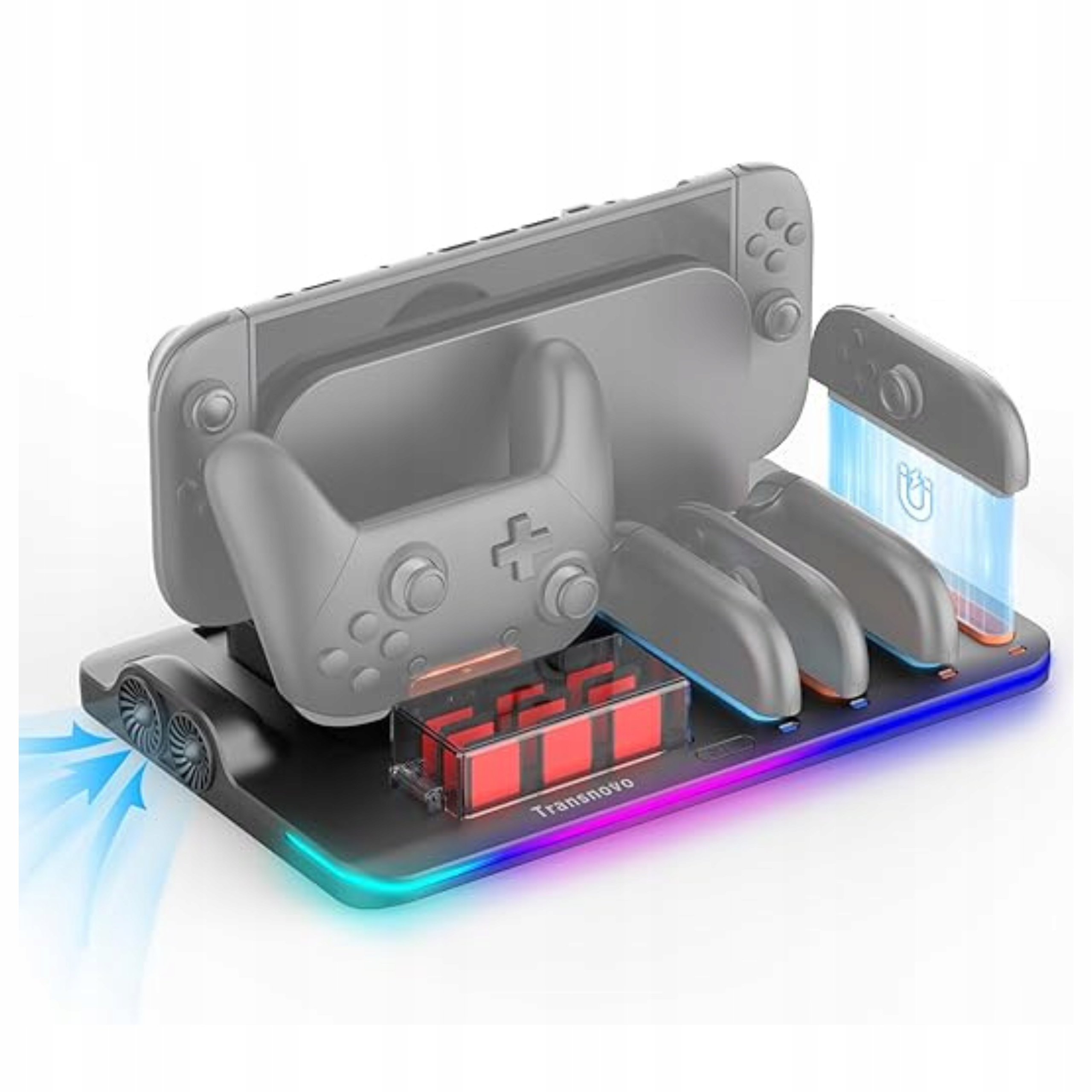 Stacja dokująca switch ładowarka joy-con pad rgb 9w1 czarna chłodzenie led