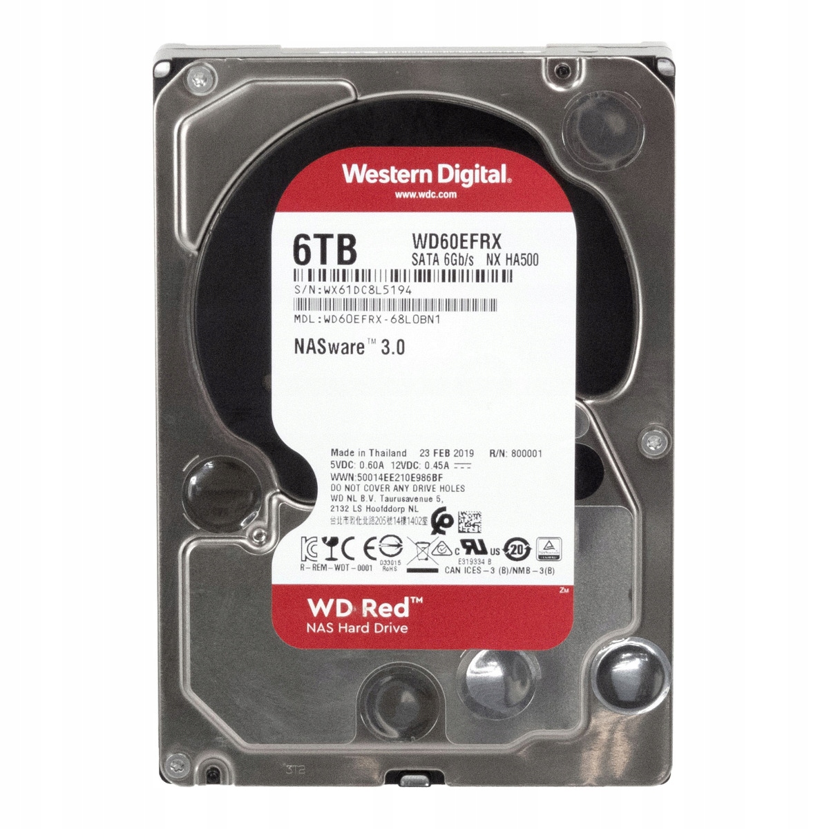 Wd Red 6TB 5.4K 64MB Sata III 3.5'' WD60EFRX Nx HA500 NASware 3.0