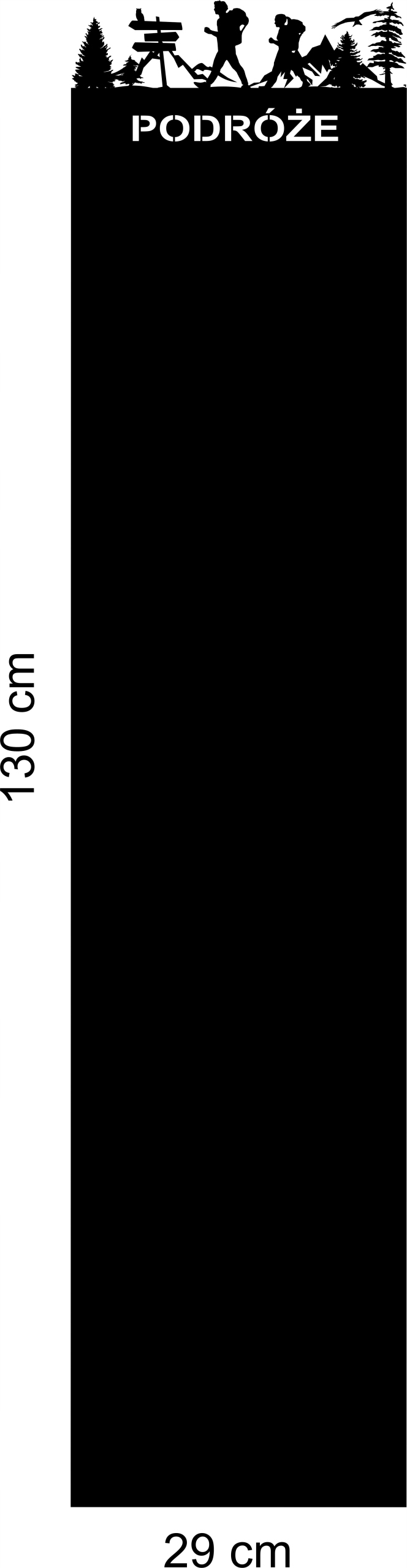 Dlhá úzka kovová tabuľa na magnety obdĺžnik Cestovanie 130x29 cm