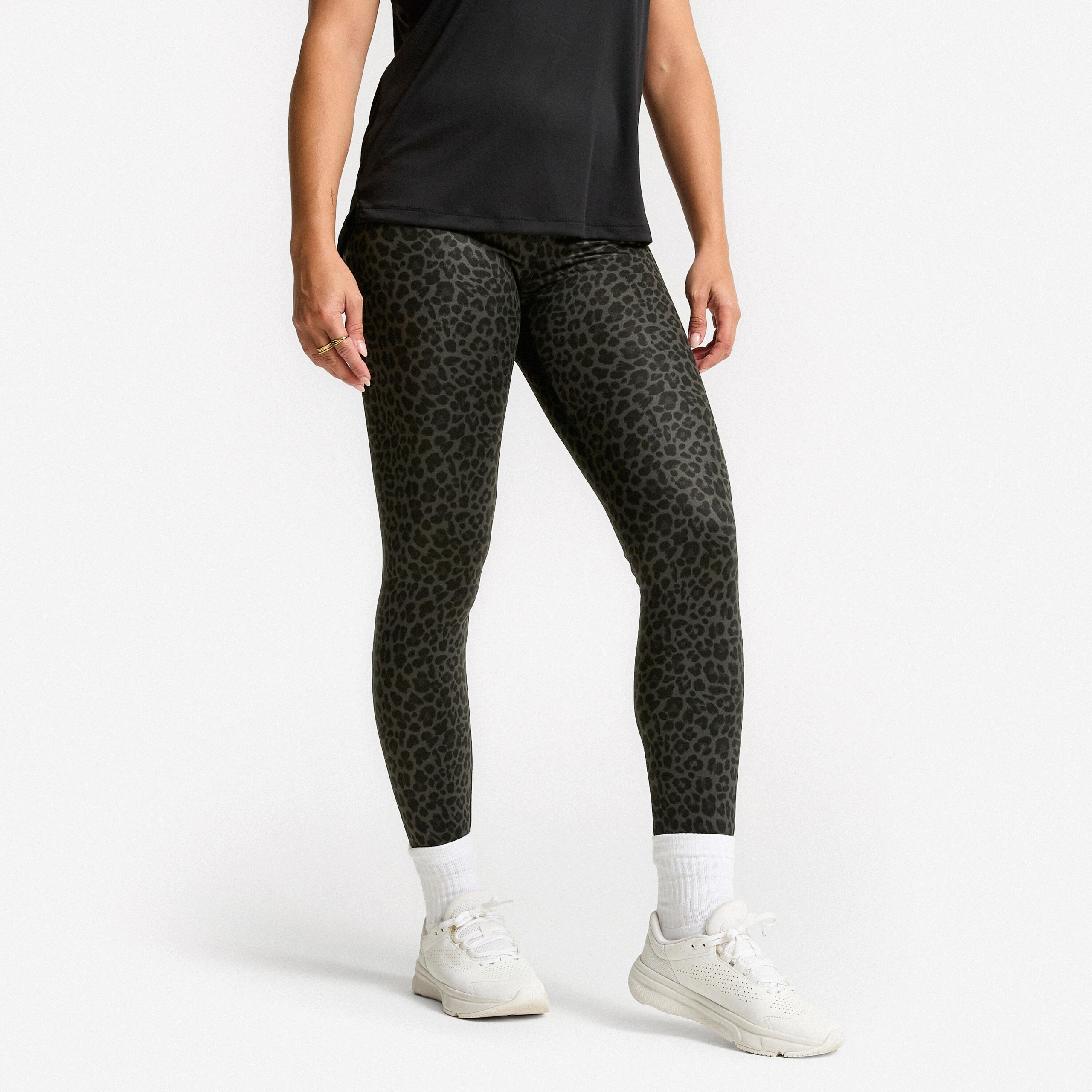 Legginsy fitness damskie Domyos w szarą panterkę