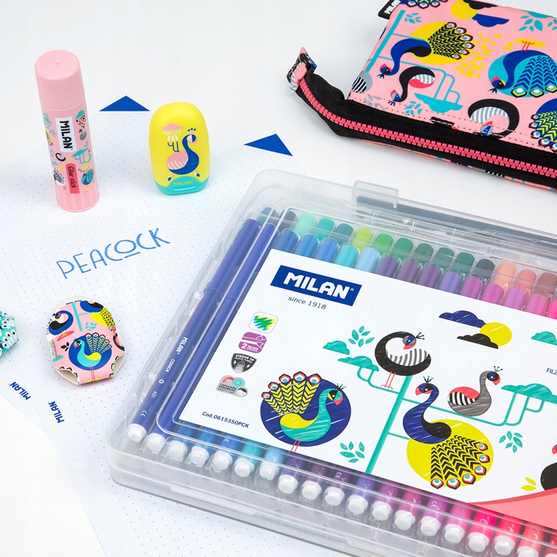 ZESTAW 50 FLAMASTRÓW PEACOCK W PLAST WAL Marka Milan