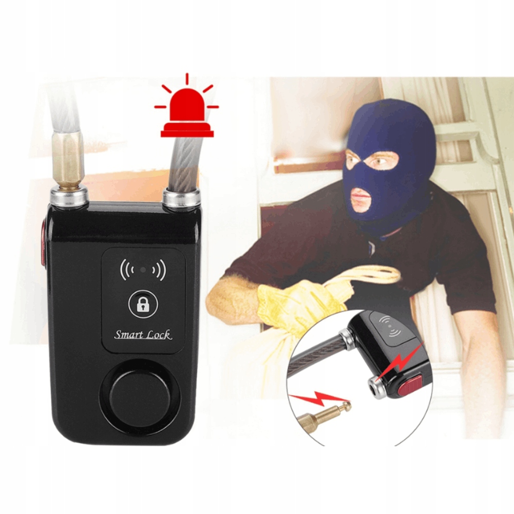110DB ALARM ANTYKRADZIEŻOWY BLUETOOTH BLOKADA ROWEROWA LINA STALOWA 80CM Marka bez marki